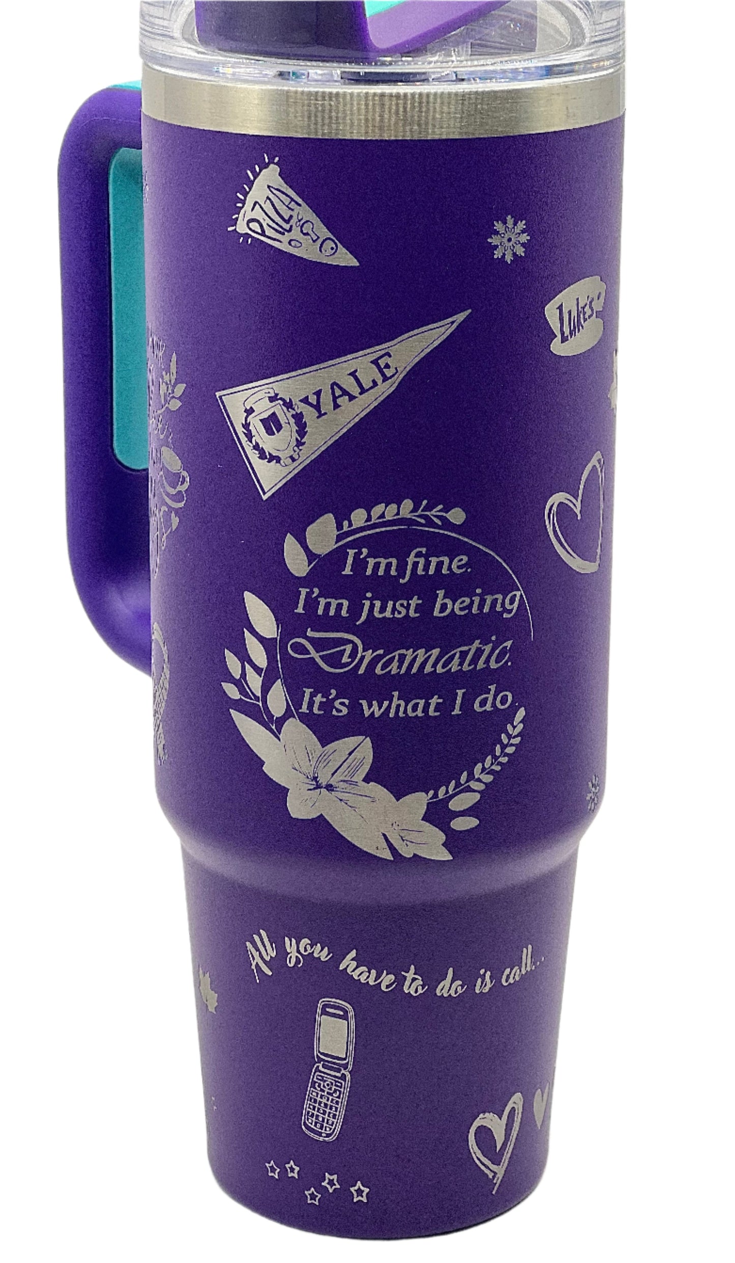 Full Wrap Gilmore Girls inspired design, Stanley 30 oz. tumbler in Deep Purple