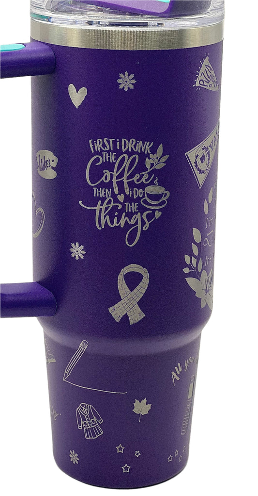 Full Wrap Gilmore Girls inspired design, Stanley 30 oz. tumbler in Deep Purple