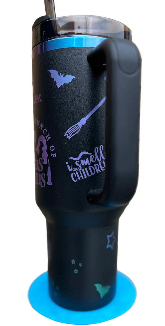Full Wrap Hocus Pocus inspired design, Stanley 40 oz. tumbler in Black Chroma