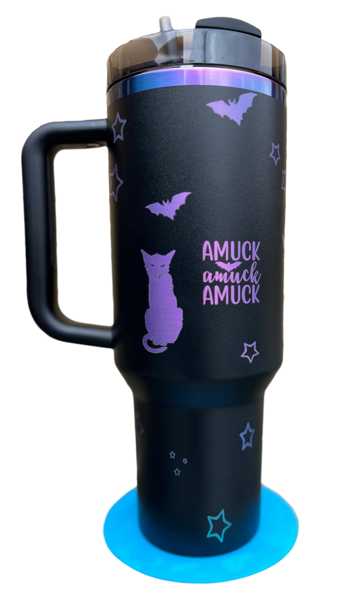Full Wrap Hocus Pocus inspired design, Stanley 40 oz. tumbler in Black Chroma