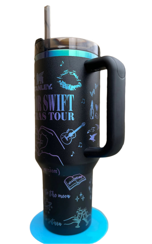 Full Wrap Eras inspired design, Stanley 40 oz. tumbler in Black Chroma