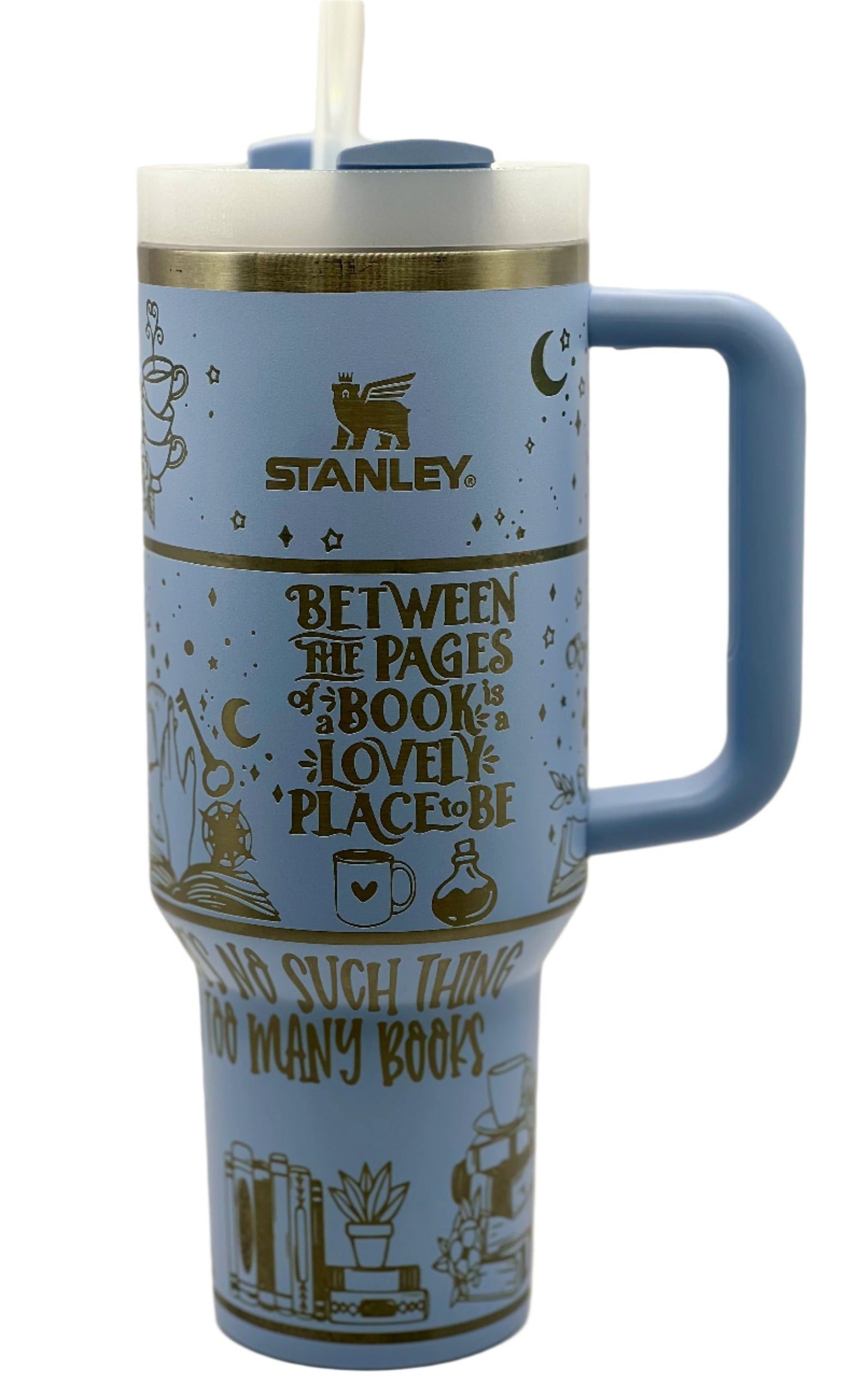 Full Wrap Custom Book Lover design, Stanley 40 oz. tumbler in Heather