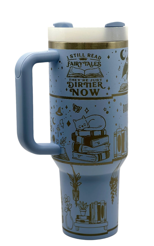 Full Wrap Custom Book Lover design, Stanley 40 oz. tumbler in Heather