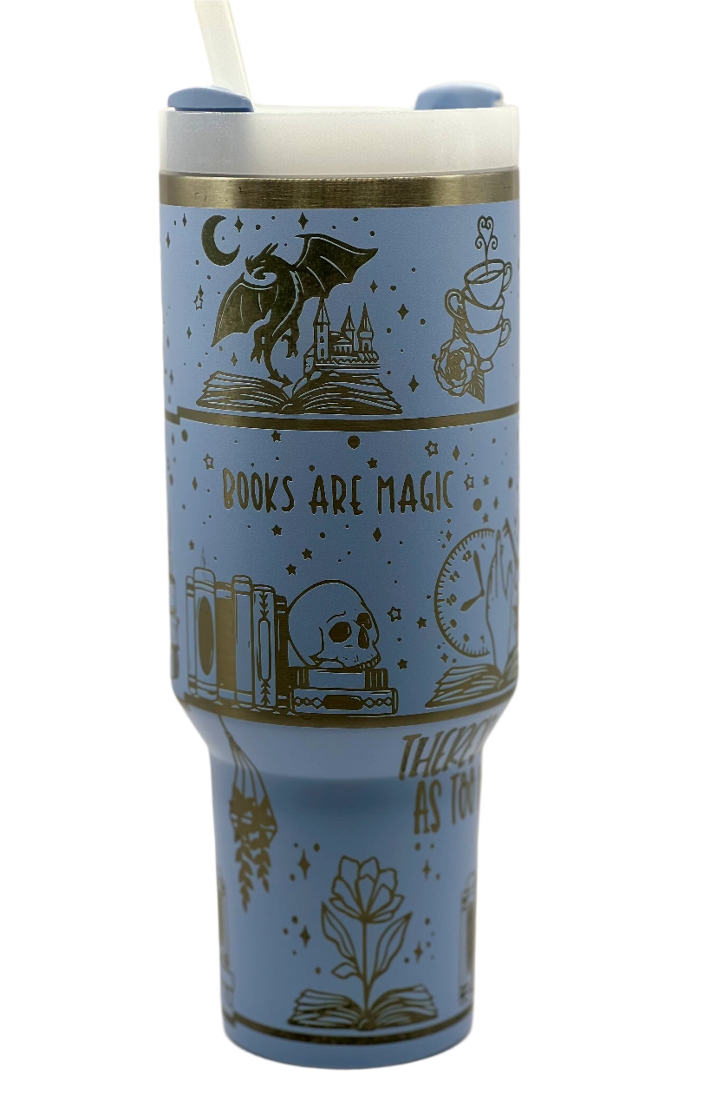 Full Wrap Custom Book Lover design, Stanley 40 oz. tumbler in Heather