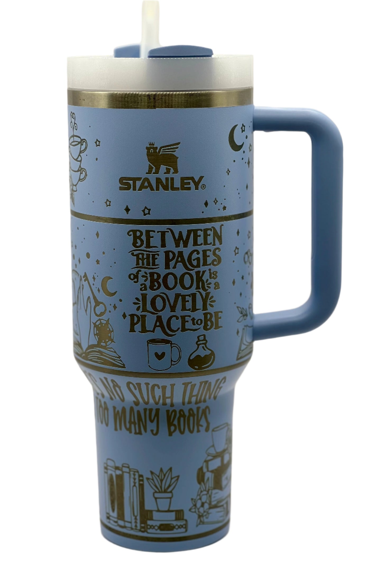 Full Wrap Custom Book Lover design, Stanley 40 oz. tumbler in Heather
