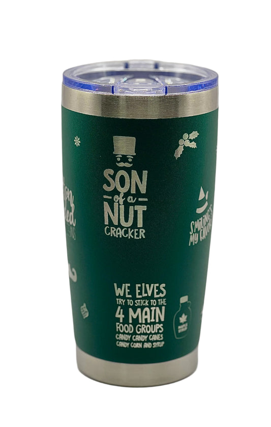 Full Wrap Elf inspired design, 20 oz. tumbler in Green