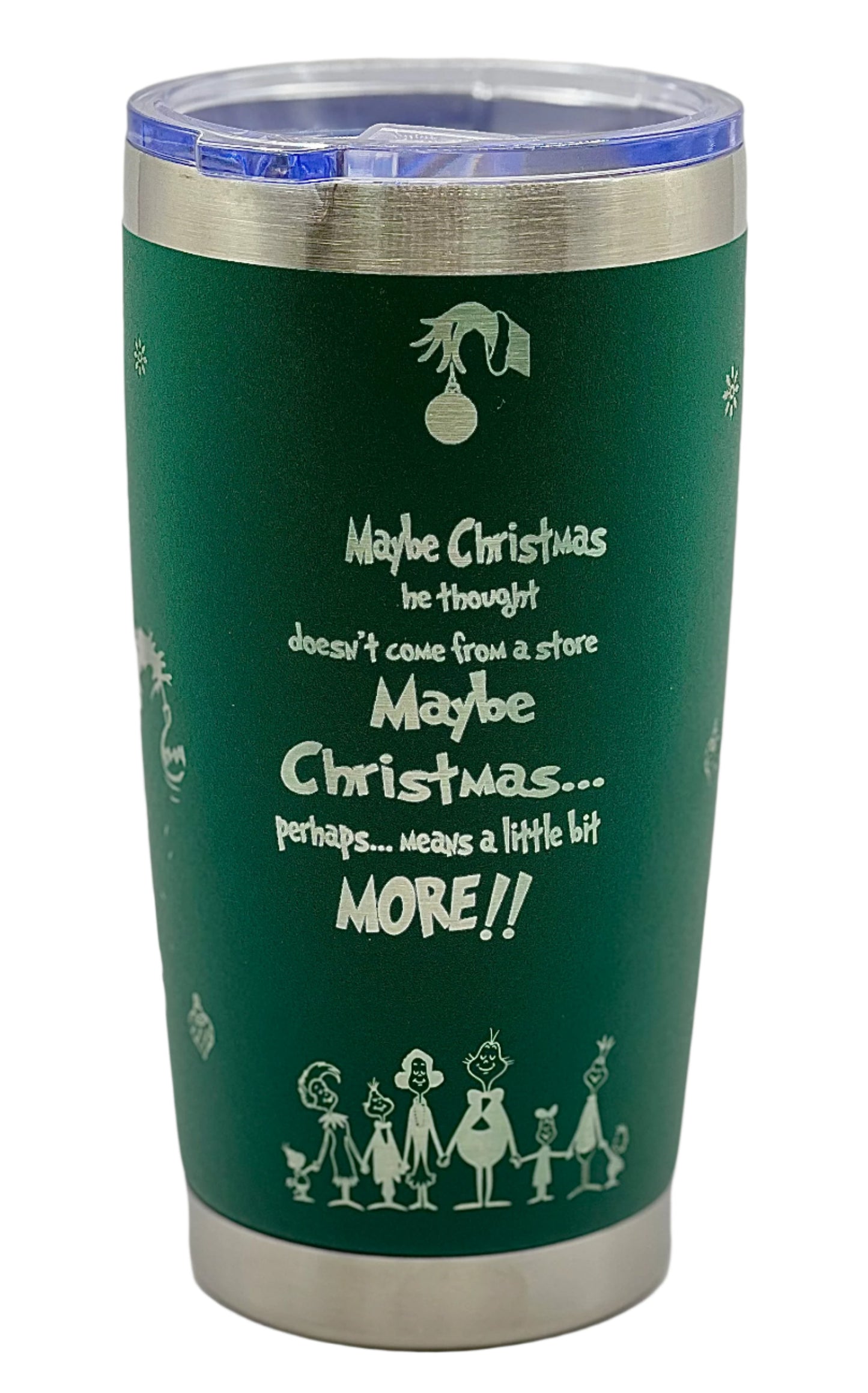 Full Wrap Grinch inspired design, 20 oz. tumbler in Green