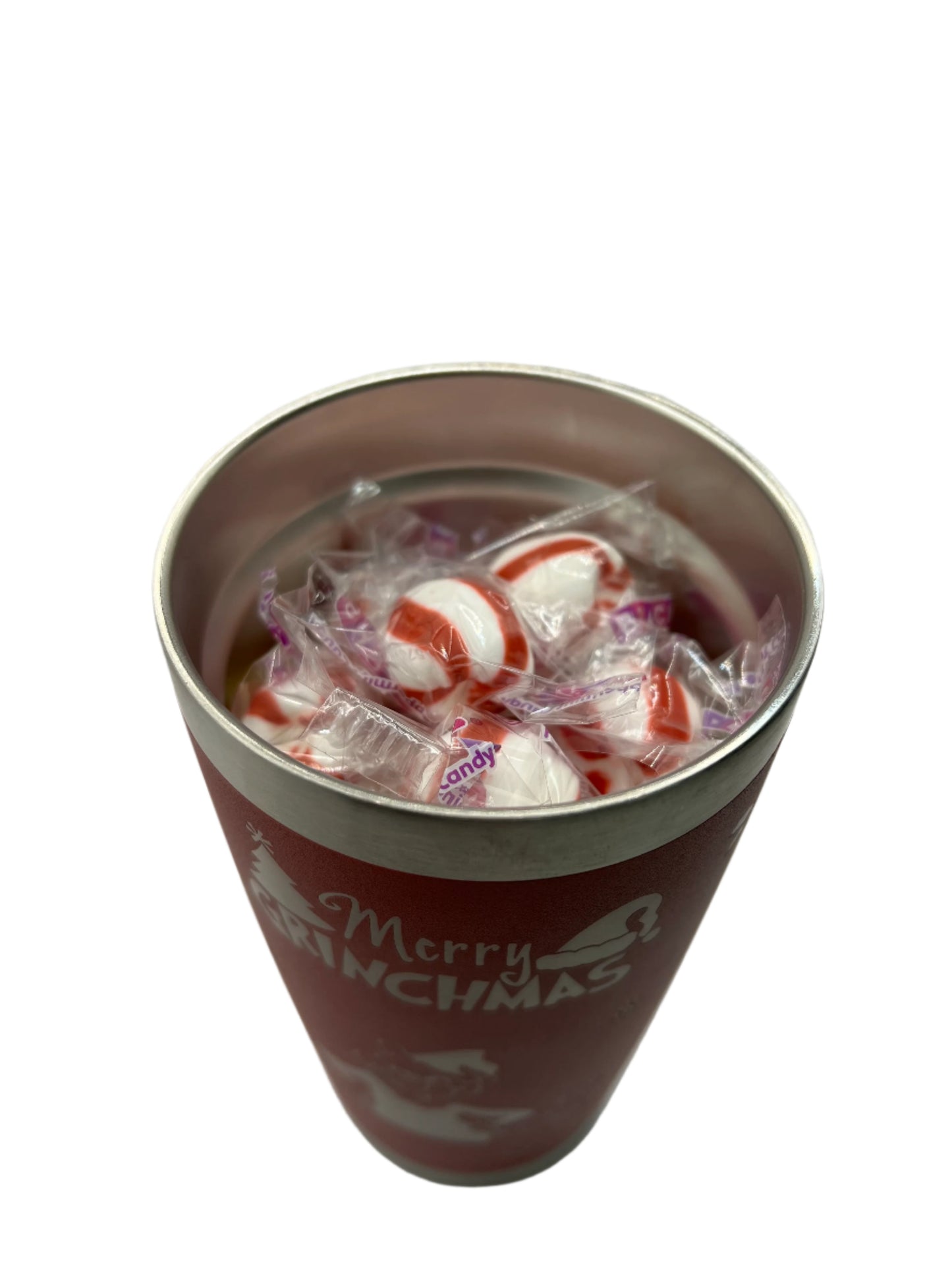 Full Wrap Grinch inspired design, 20 oz. tumbler in Red