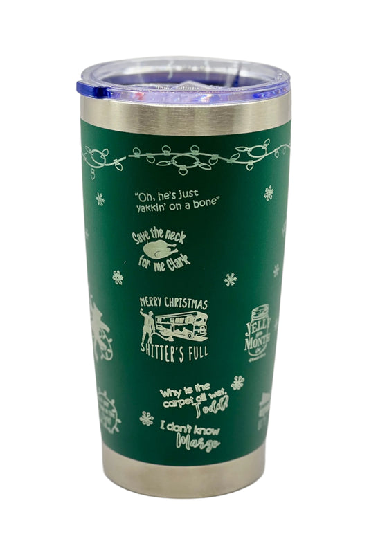 Full Wrap X-Mas Vacation inspired design, 20 oz. tumbler in Green with Peppermint Candy