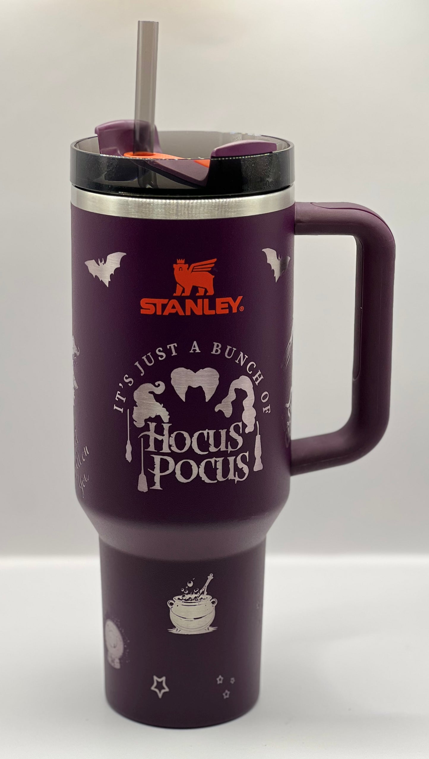 Full Wrap Hocus Pocus inspired design, Stanley 40 oz. tumbler in Plum