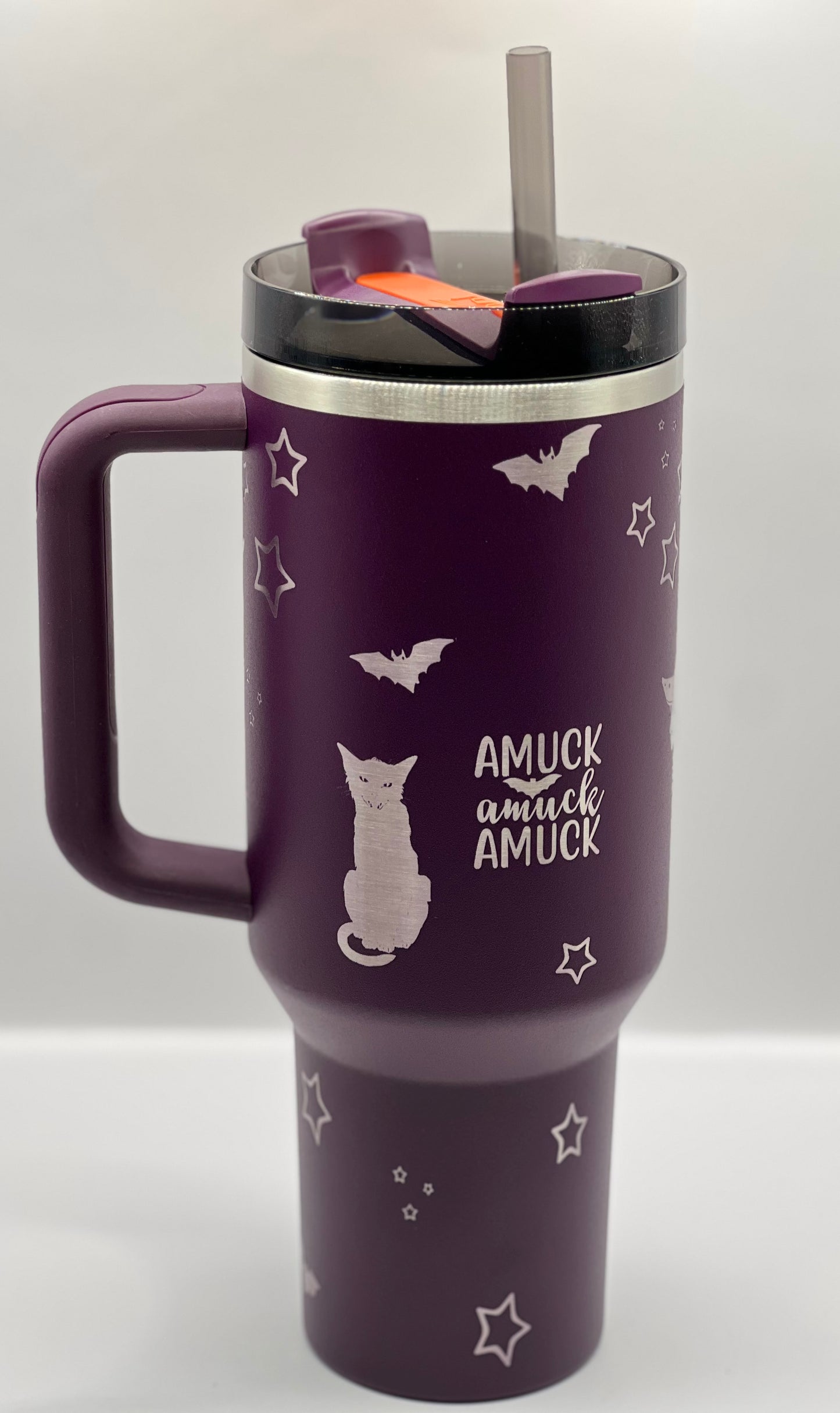 Full Wrap Hocus Pocus inspired design, Stanley 40 oz. tumbler in Plum
