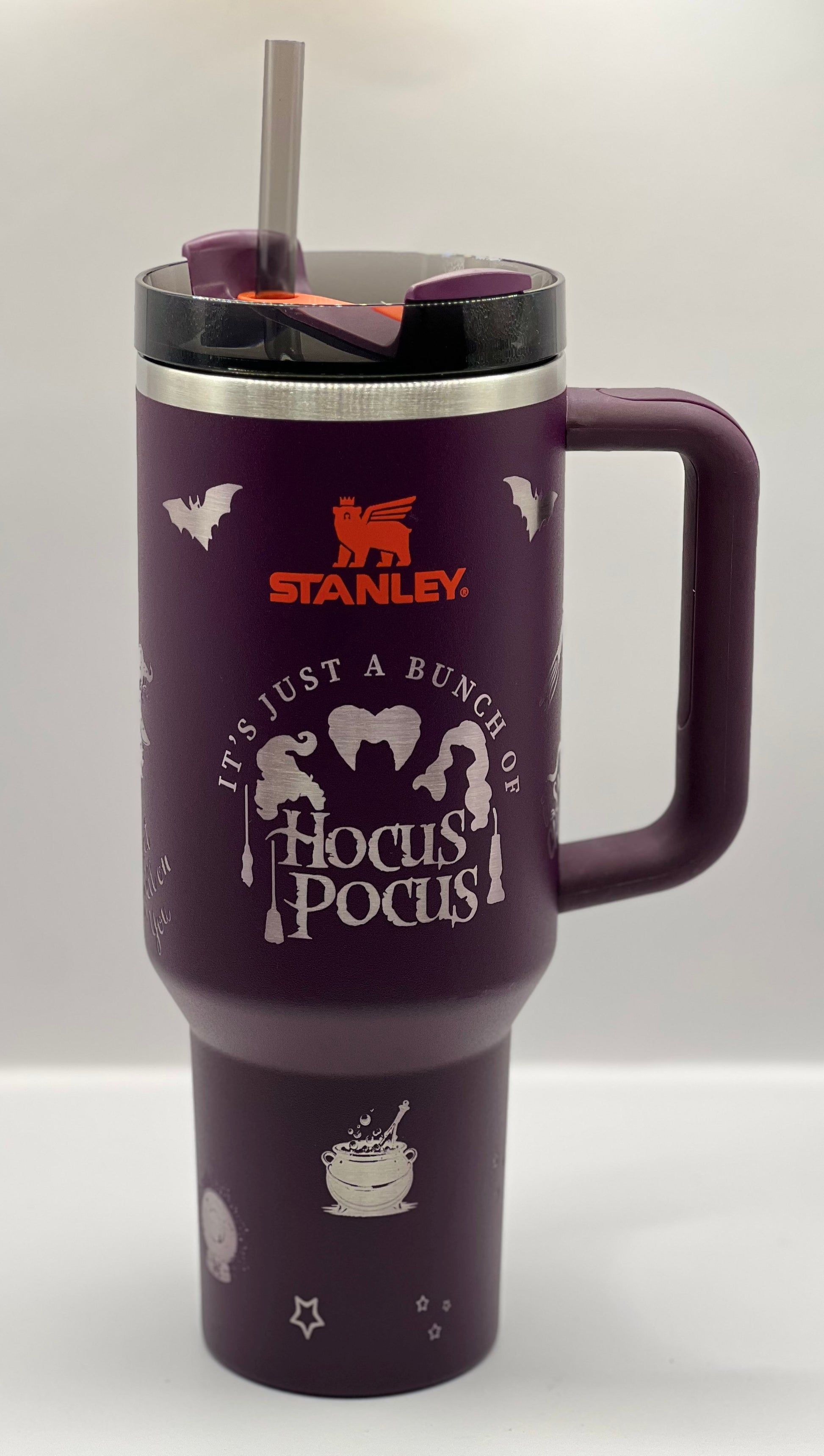 Full Wrap Hocus Pocus inspired design, Stanley 40 oz. tumbler in Plum